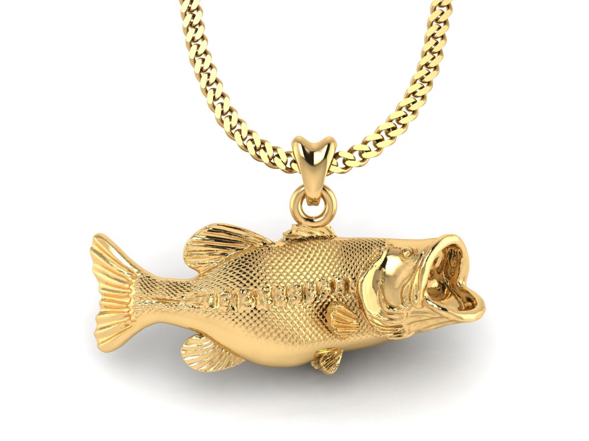 gold vermeil largemouth bass fish necklace by Castil