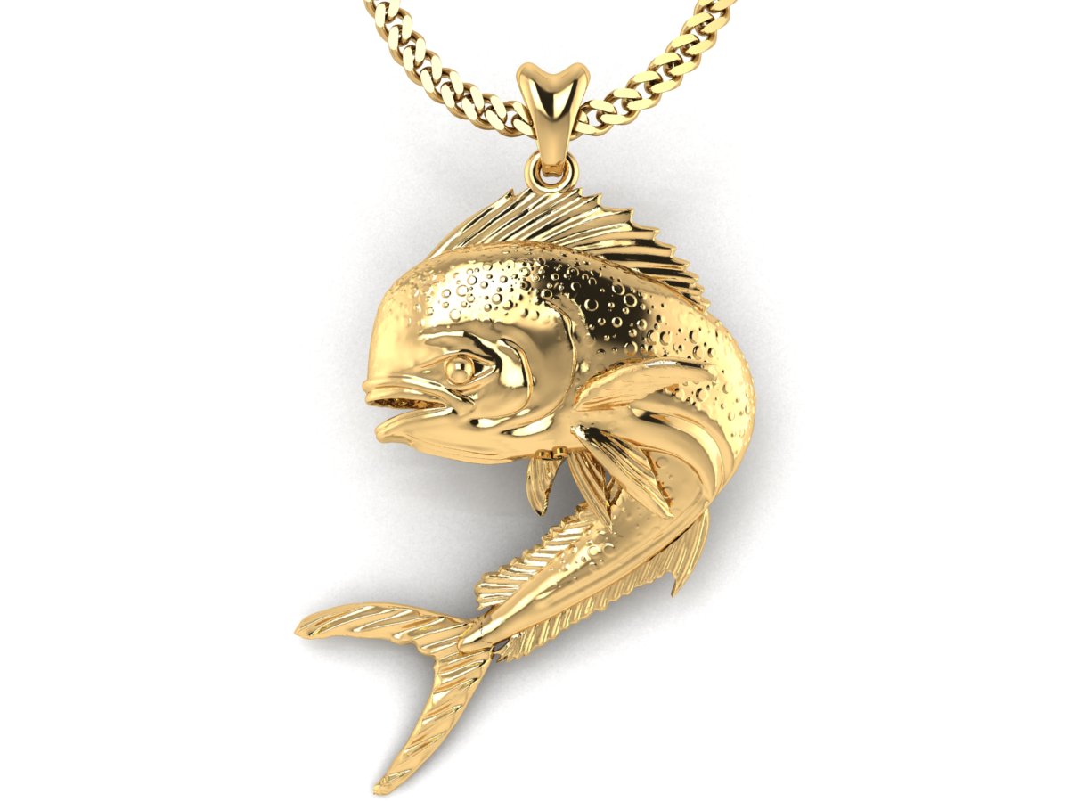 gold vermeil mahi mahi fish necklace by Castil
