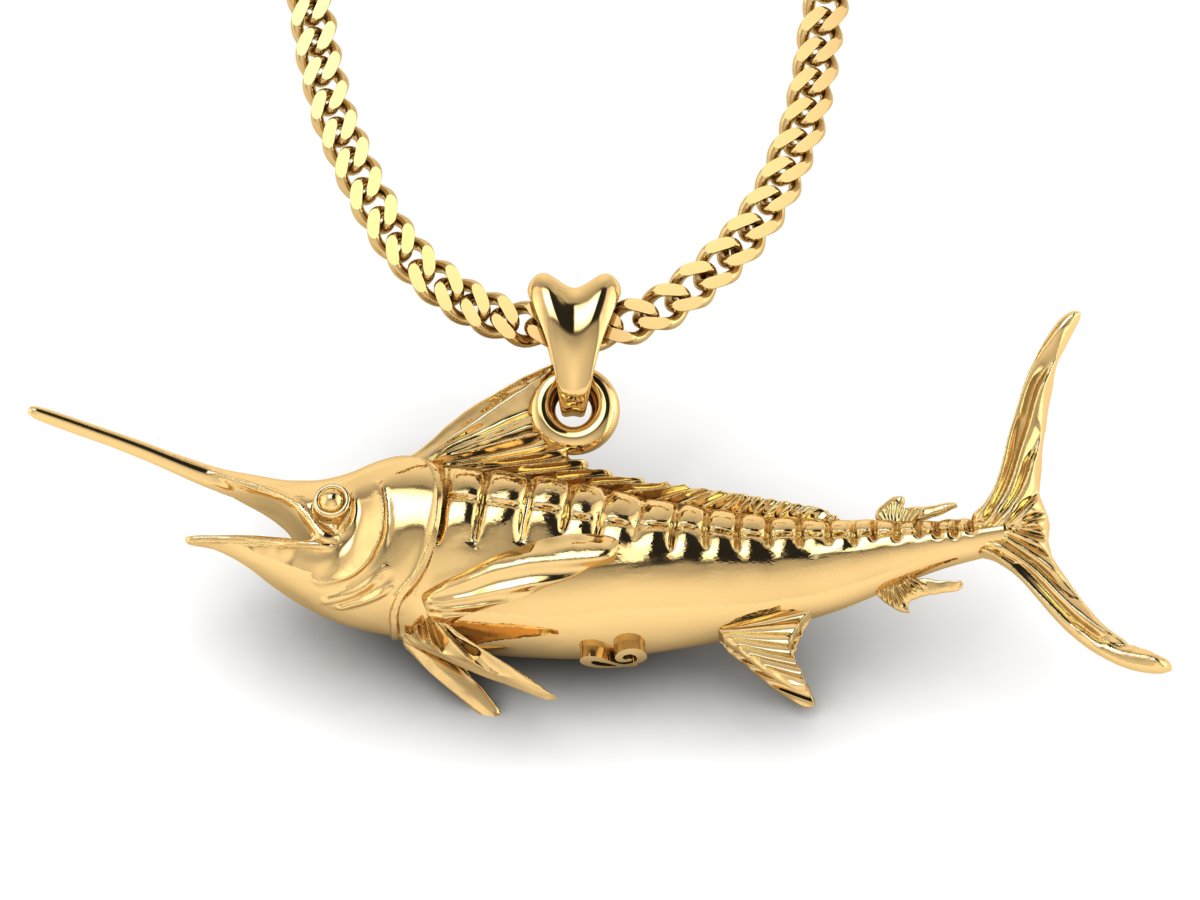 gold vermeil marlin fish necklace by Castil