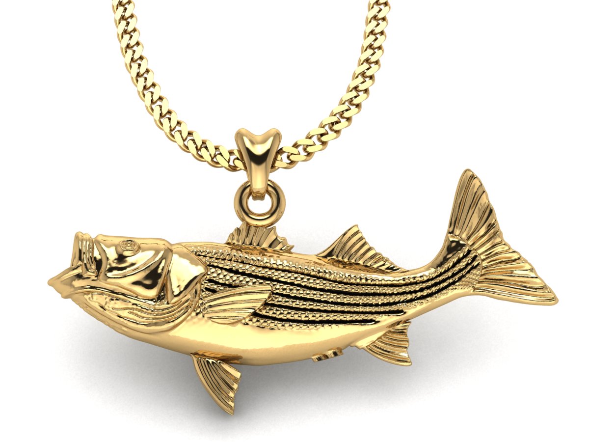 gold vermeil striped bass necklace by Castil