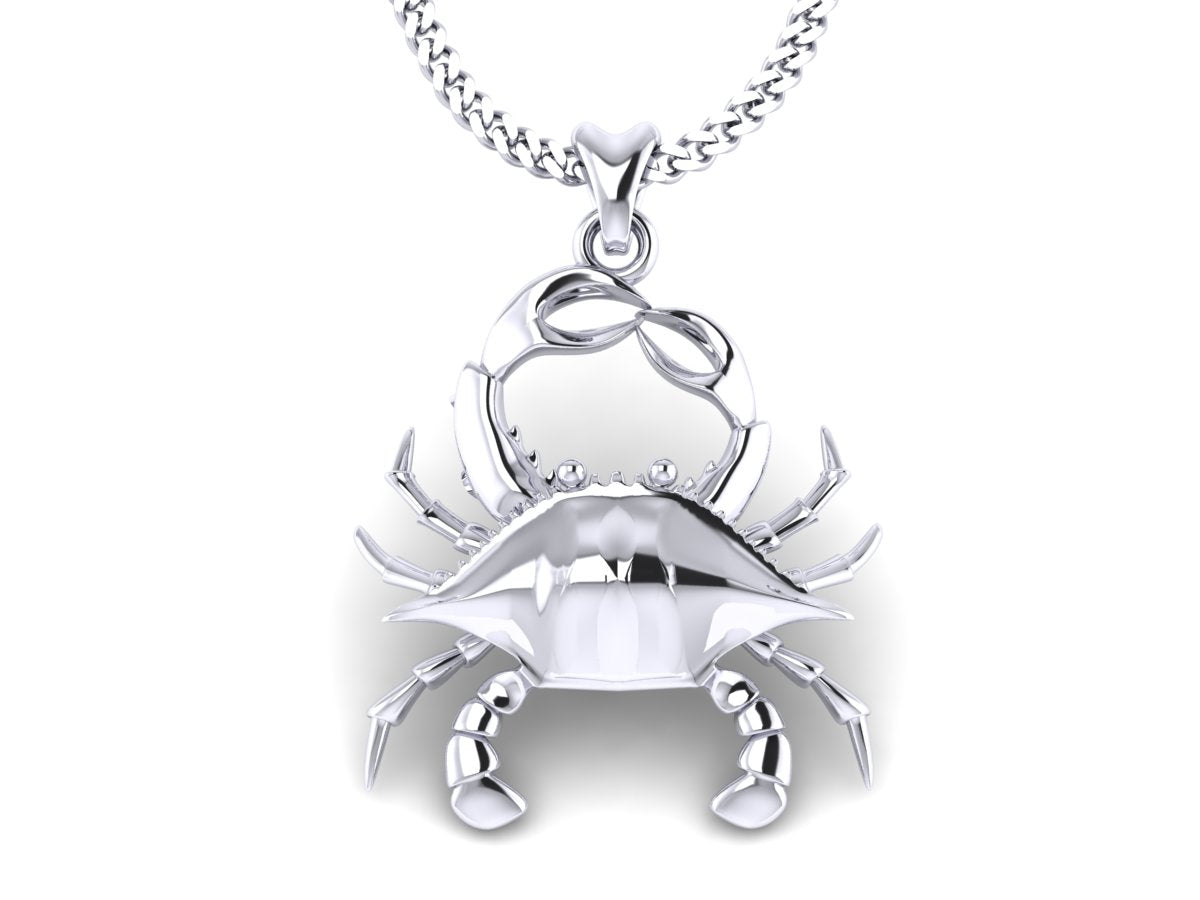 silver blue crab necklace by Castil