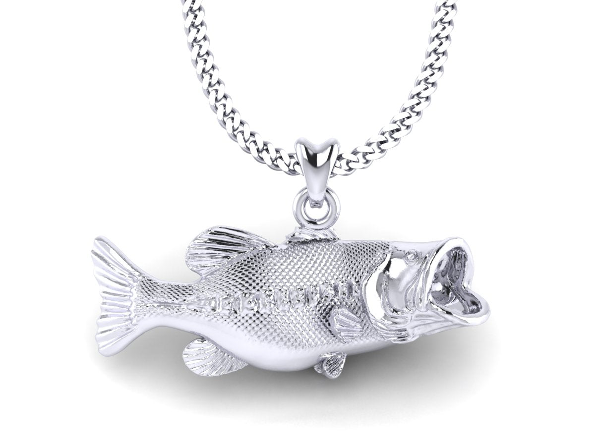 Largemouth Bass Fish Necklace in Sterling Silver