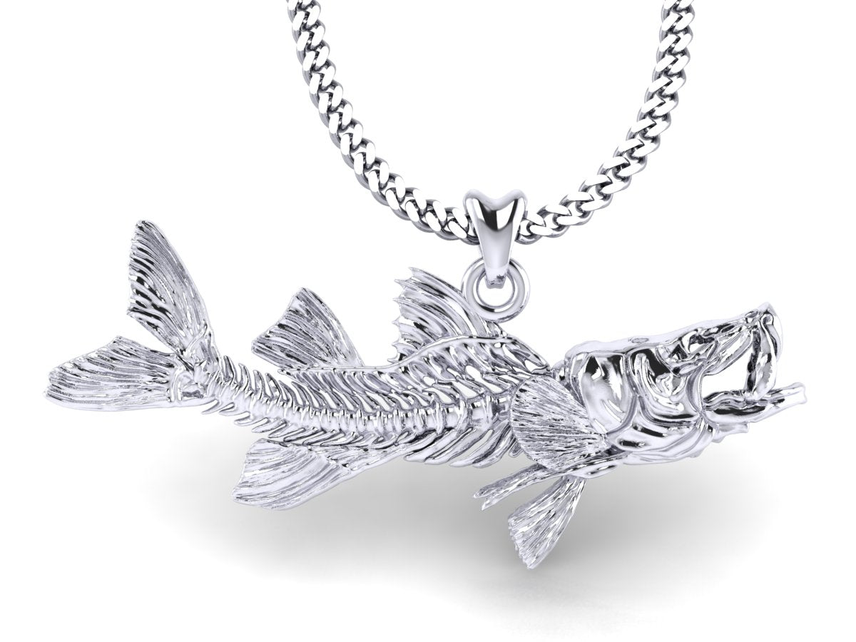 silver snook skeleton fish necklace by Castil