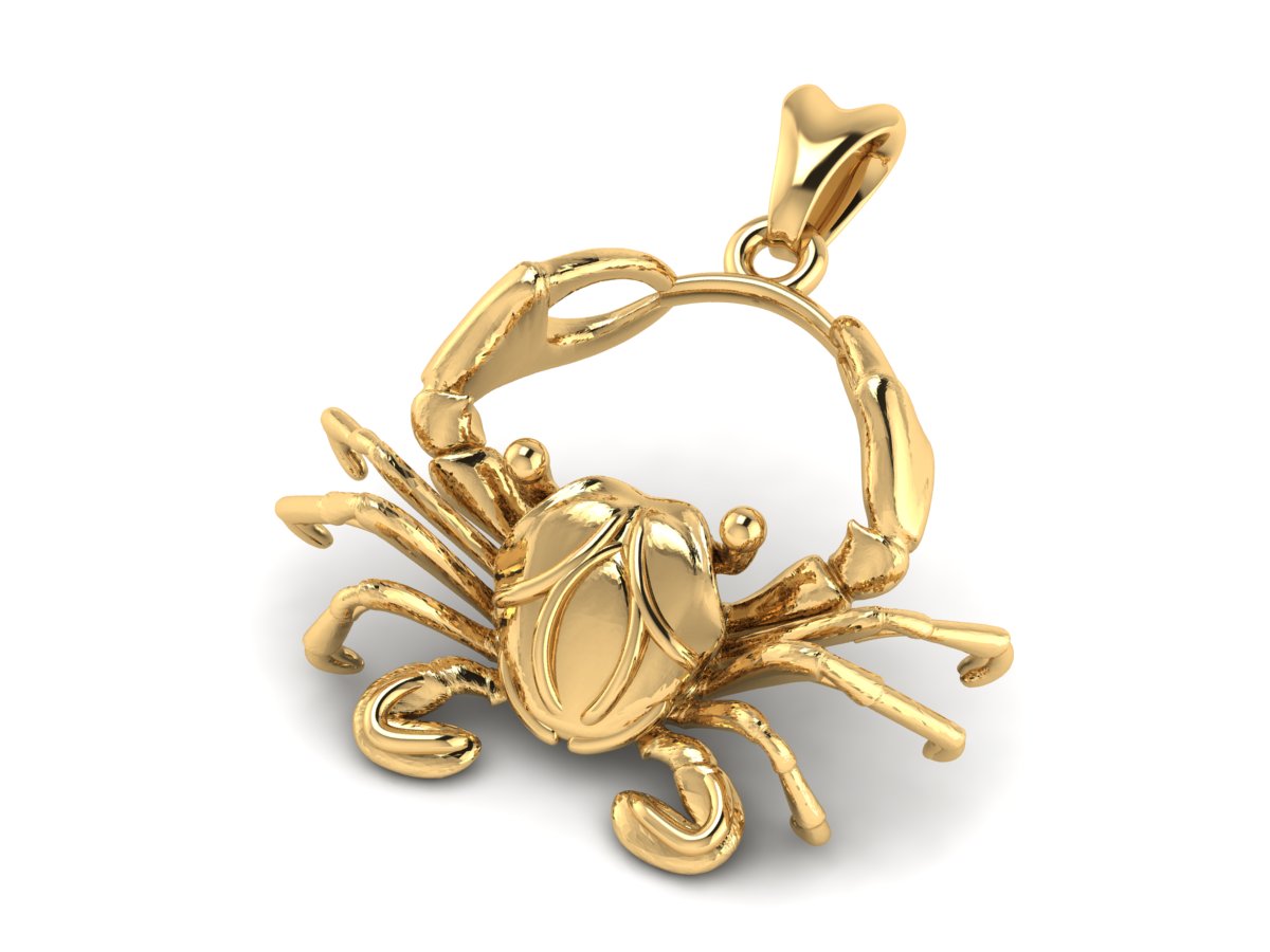 solid 14k gold crab necklace by Castil