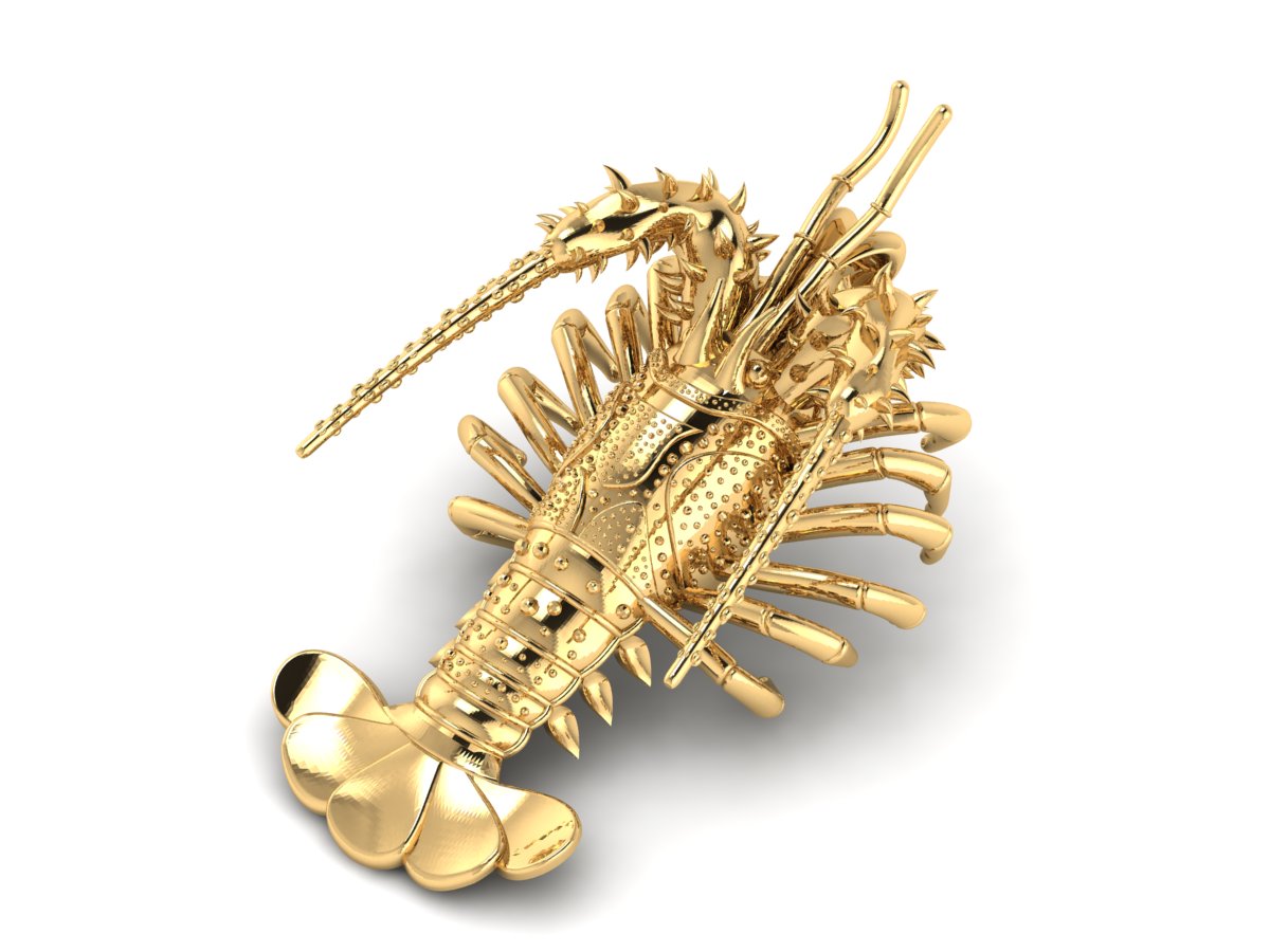 solid 14k gold florida lobster pendant by Castil