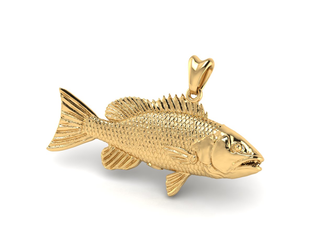solid 14k gold snapper fish pendant by Castil