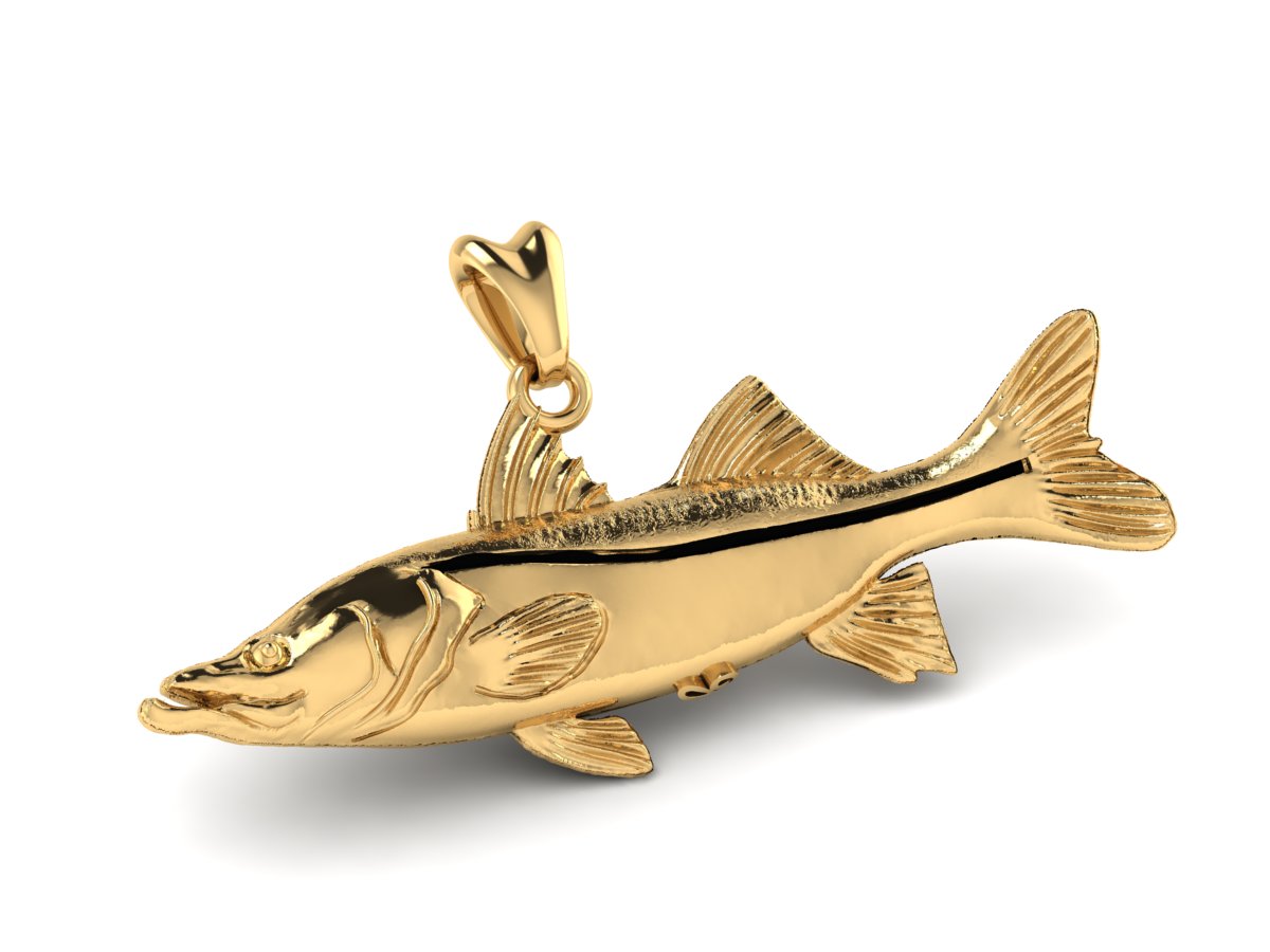 solid 14k gold snook fish pendant by Castil