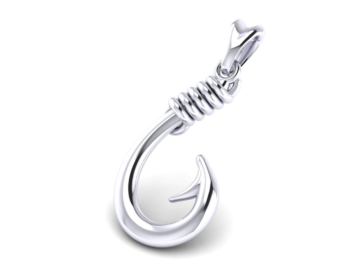 solid 14k white gold circle hook pendant by Castil