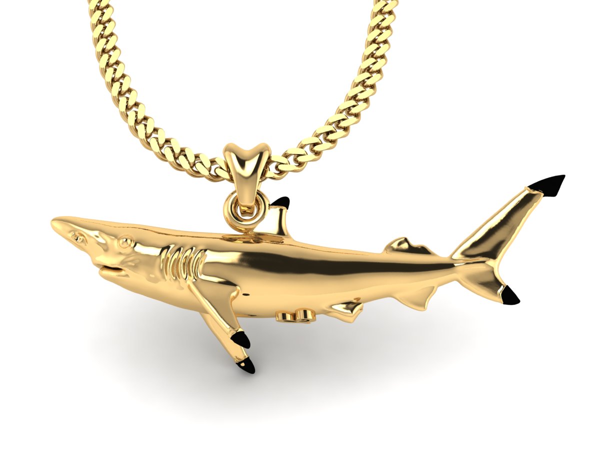 Peoples Men's 0.45 CT. T.W. Diamond Shark Pendant in Sterling Silver with  14K Gold Plate|Peoples Jewellers | The Pen Centre