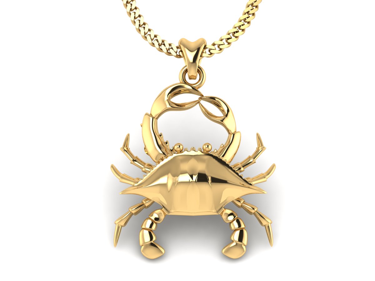 gold vermeil blue crab necklace by Castil