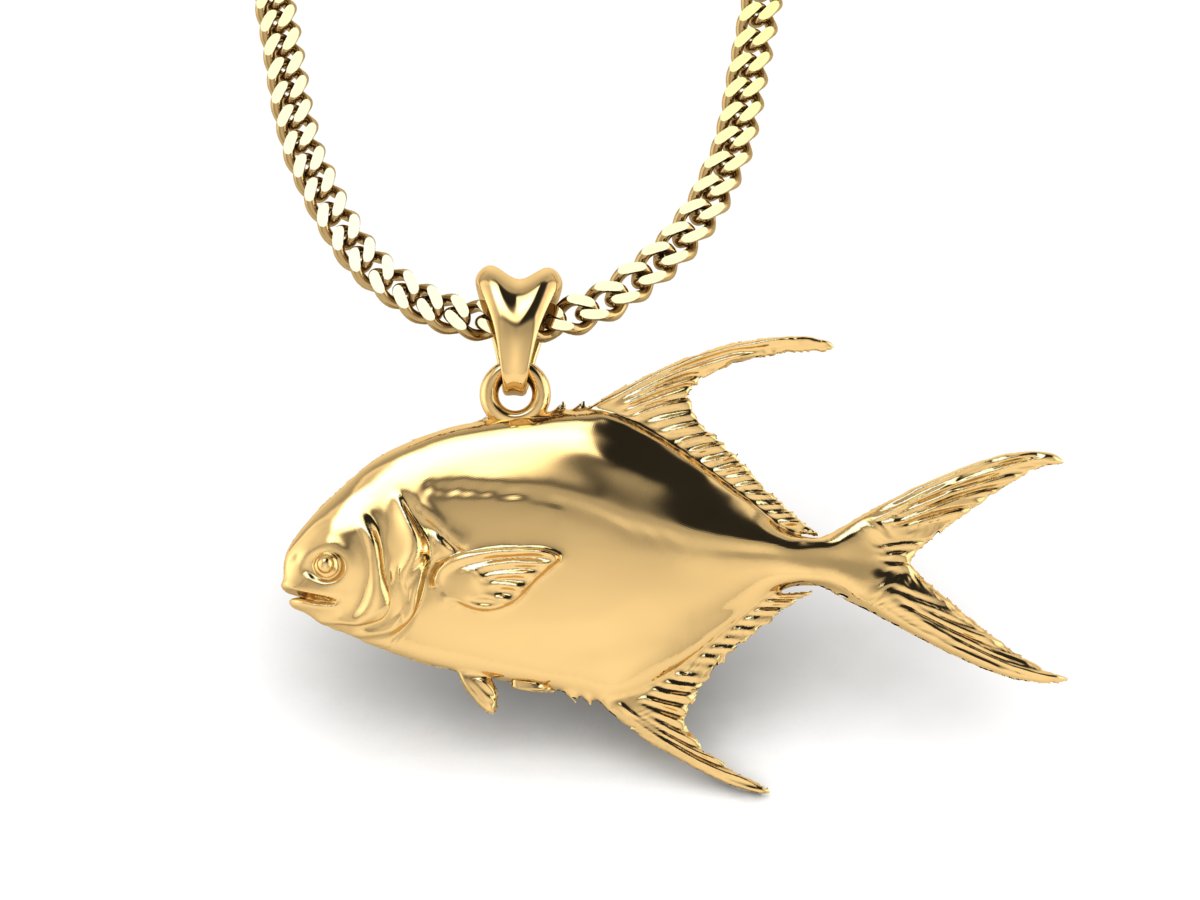 gold vermeil permit fish necklace by Castil