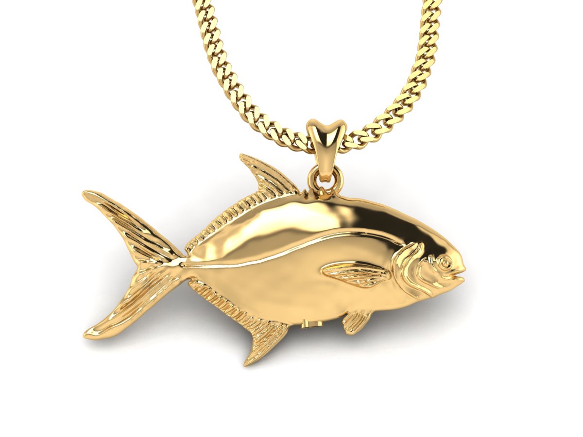 gold vermeil pompano fish necklace by Castil