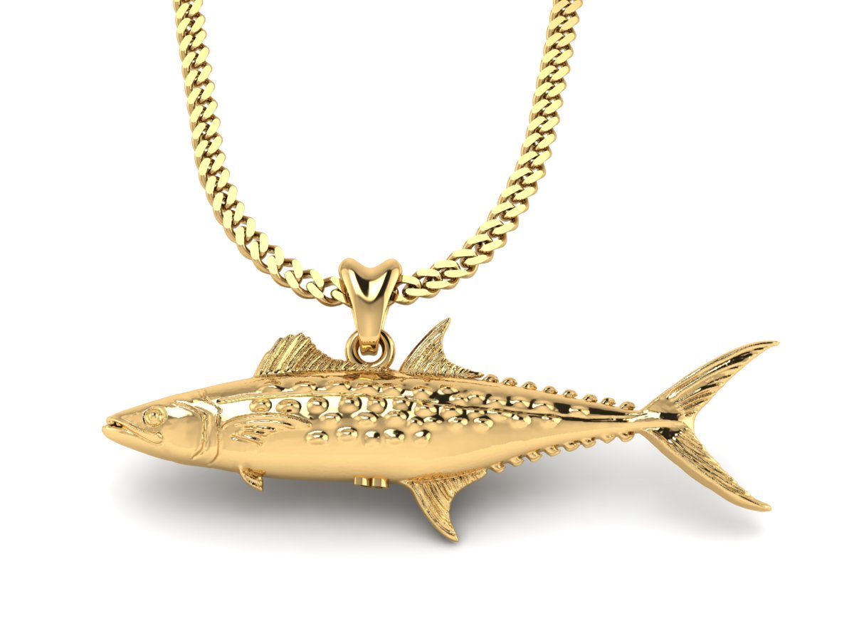 gold vermeil spanish mackerel fish necklace by Castil