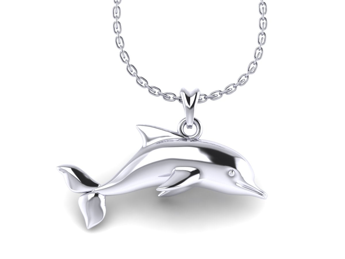 silver dolphin necklace by castil jewelry