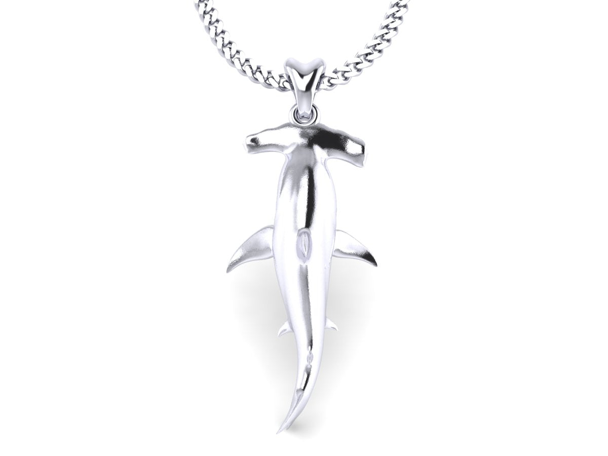 silver hammerhead shark necklace by Castil