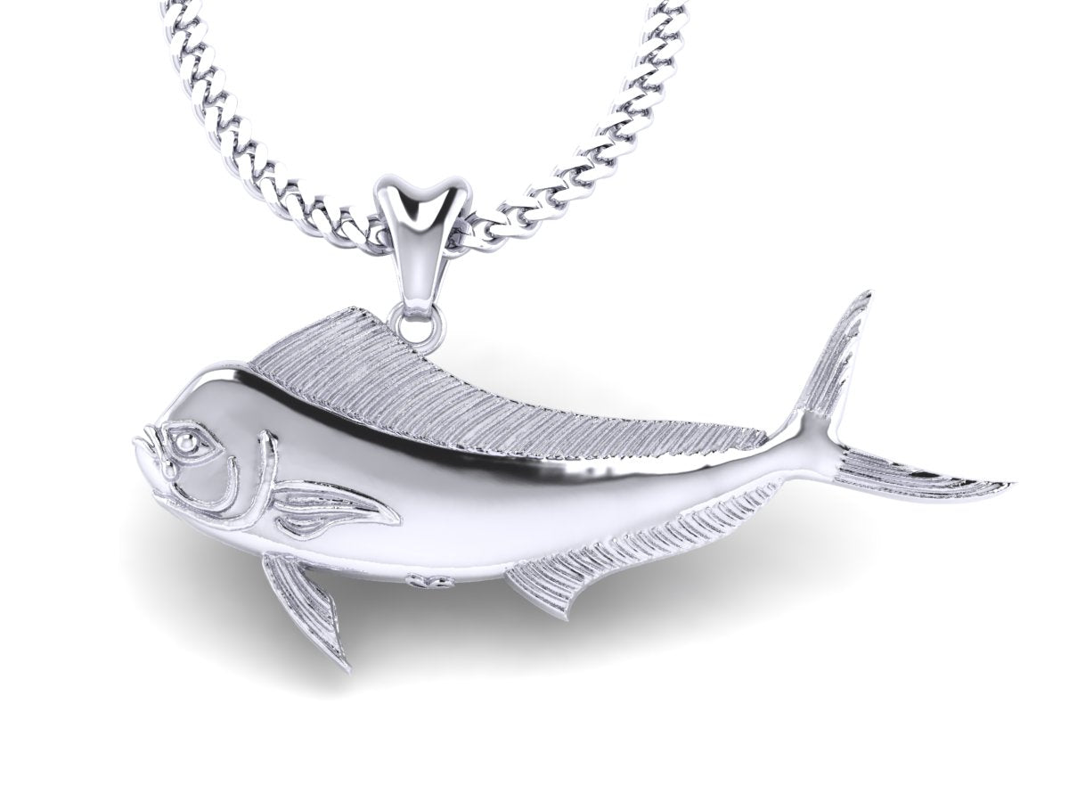 silver mahi mahi fish necklace by castil jewelry
