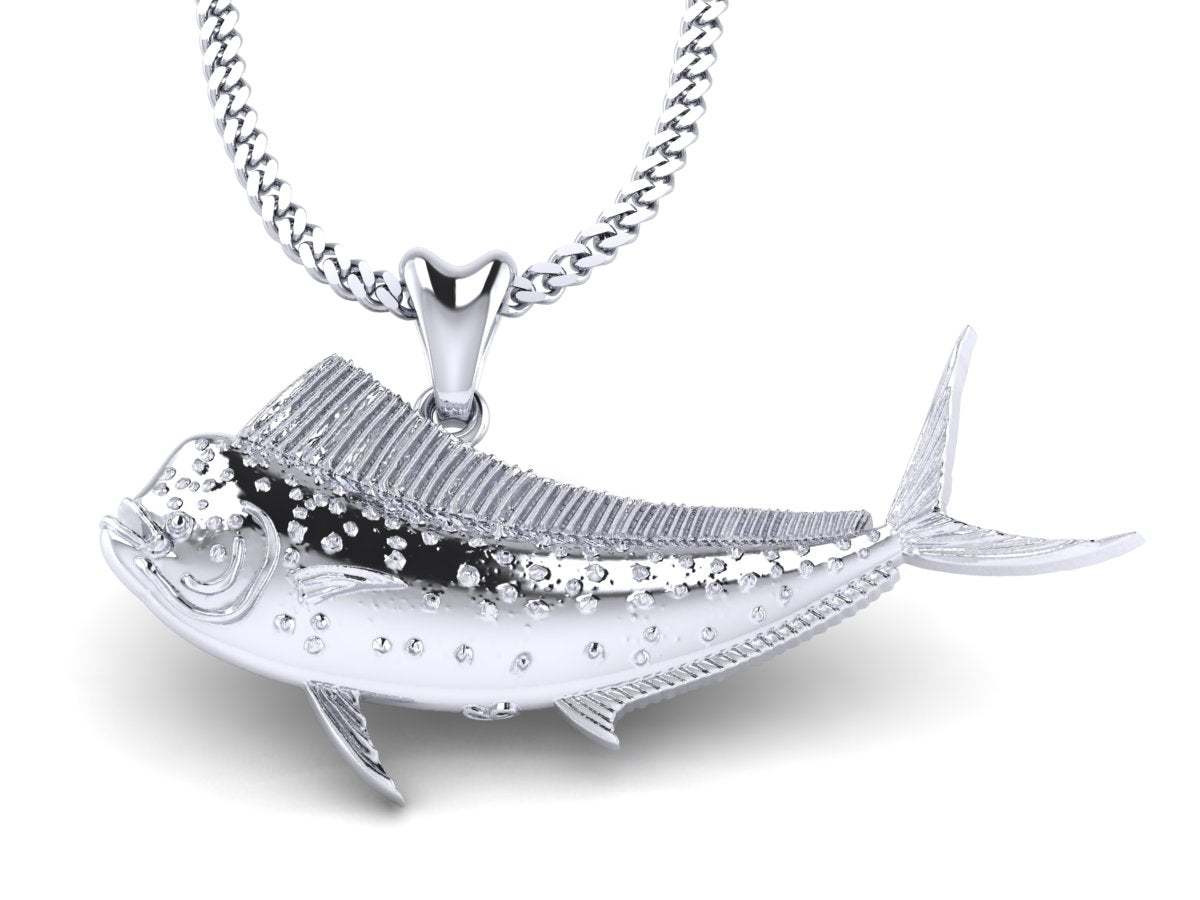 silver mahi mahi fish necklace by Castil