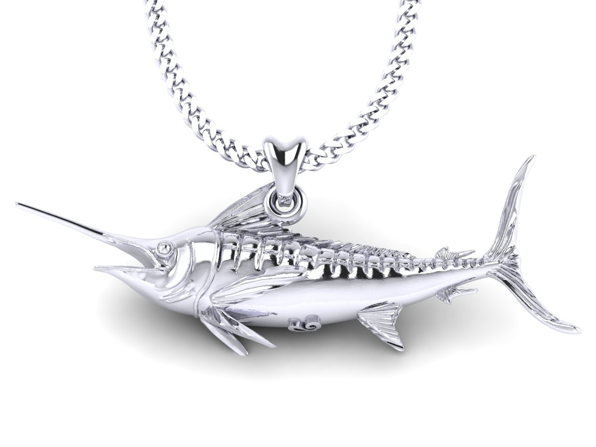 silver marlin fish necklace by Castil