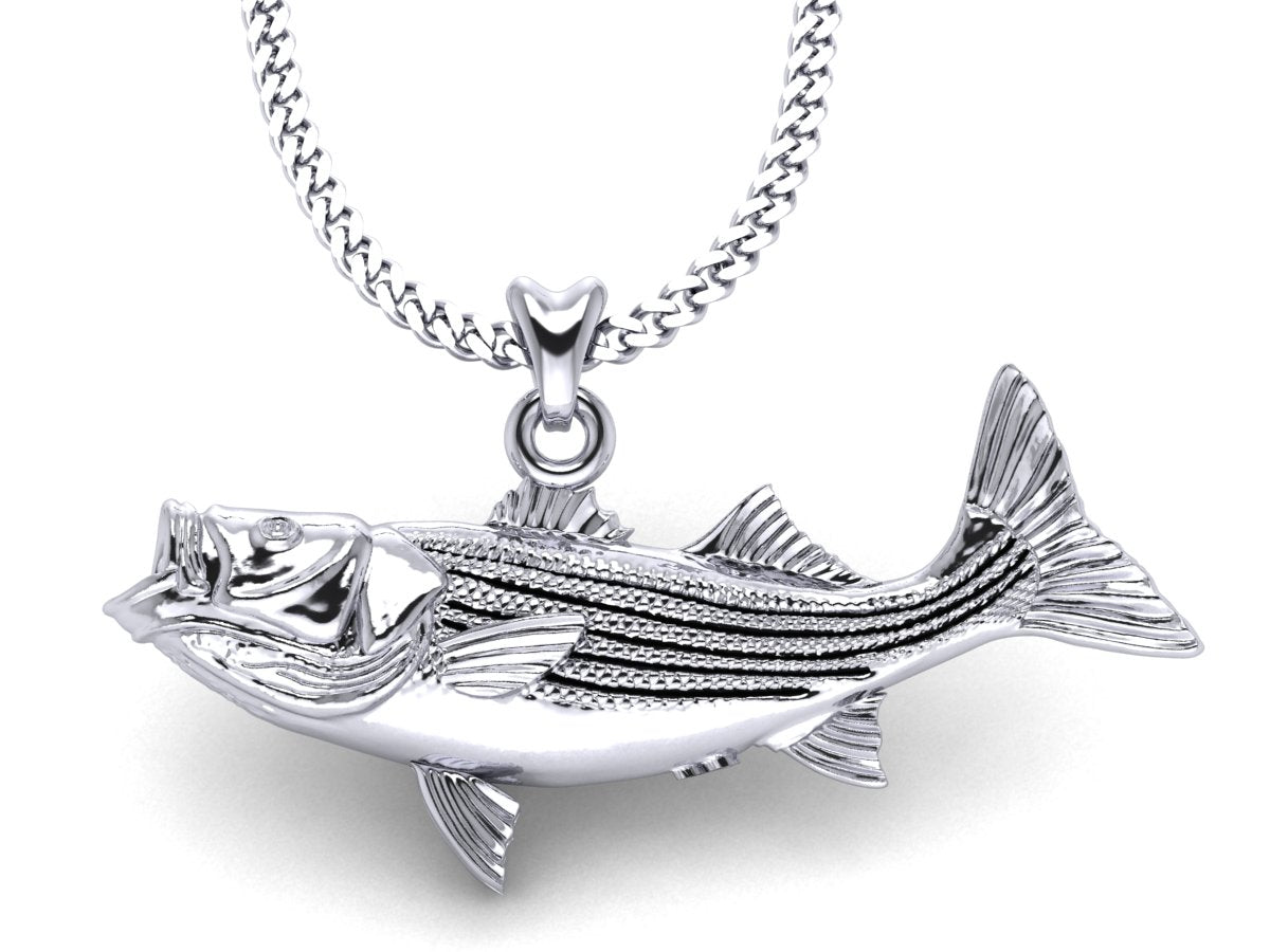 silver striped bass necklace by Castil