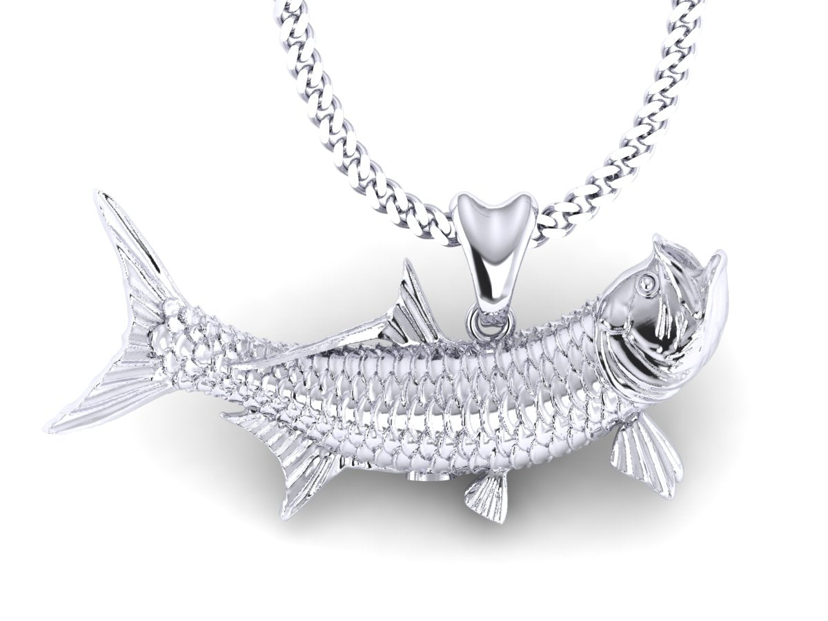 silver tarpon fish necklace by Castil