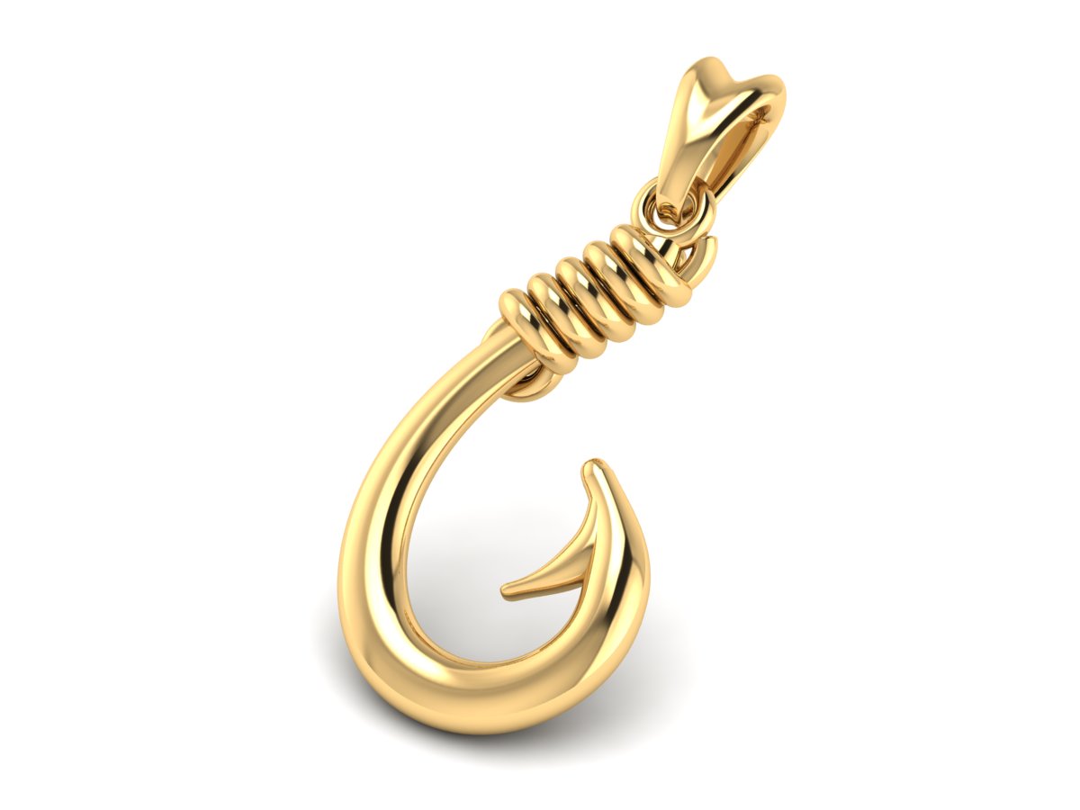 solid 14k gold circle hook pendant by Castil