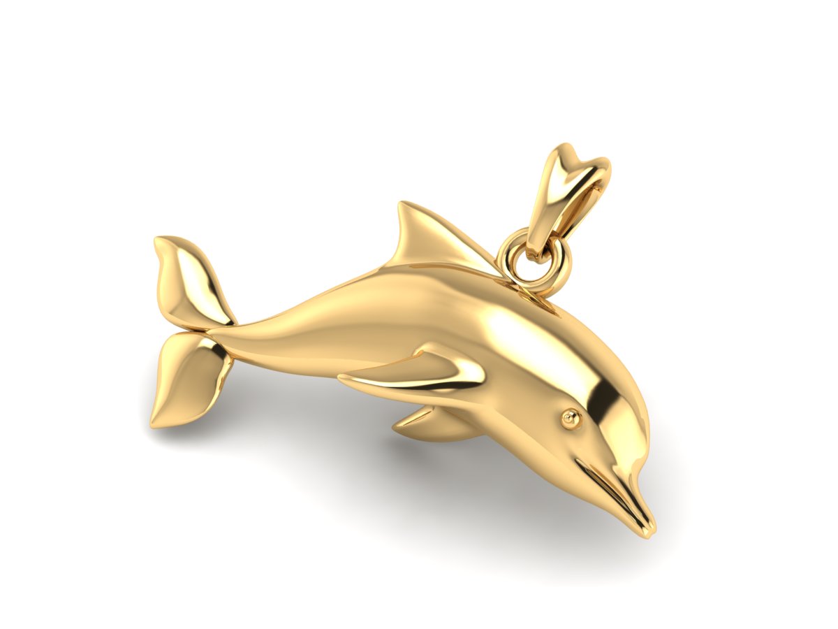 solid 14k gold dolphin pendant by Castil