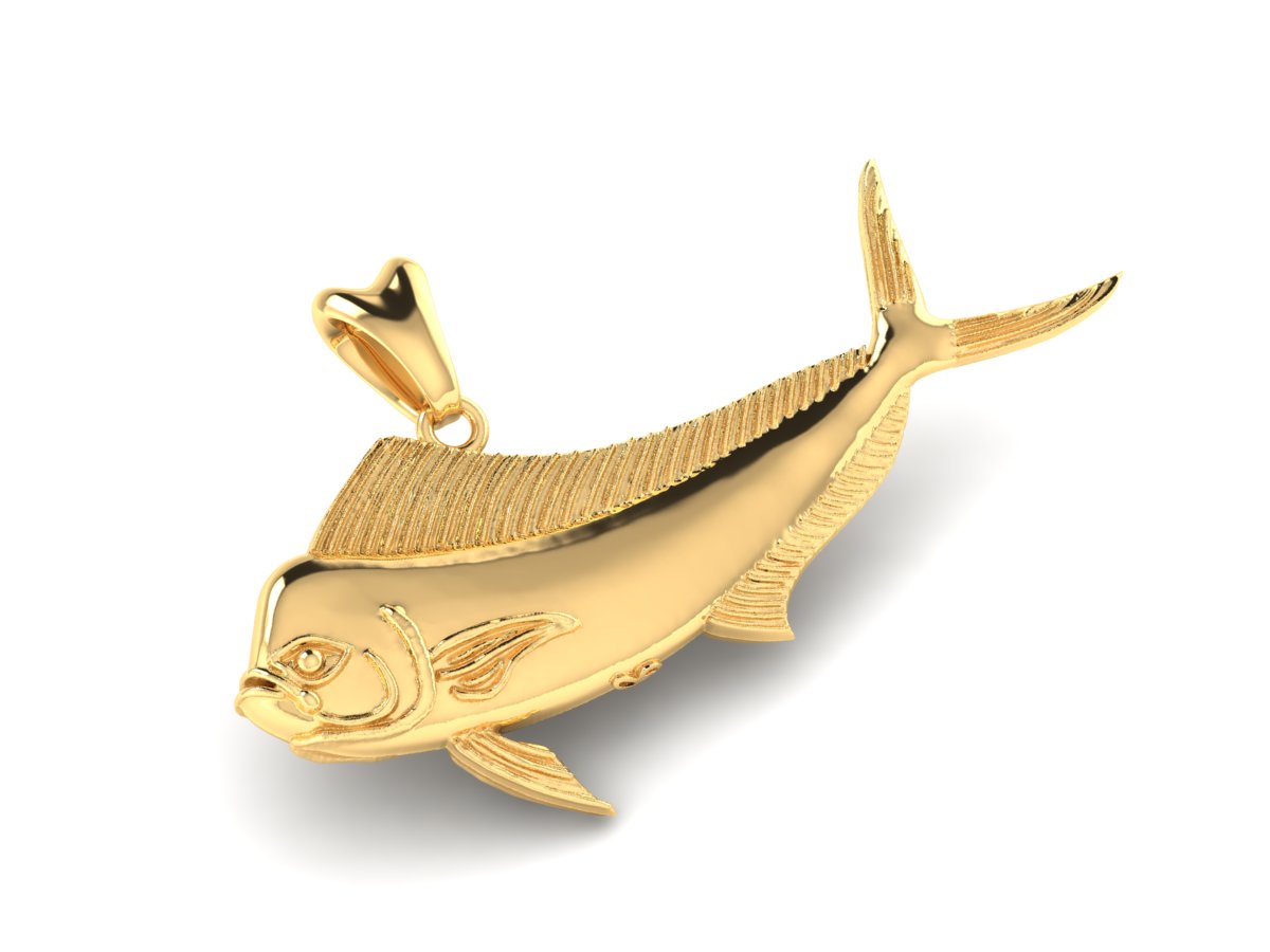 solid 14k gold mahi mahi fish pendant
