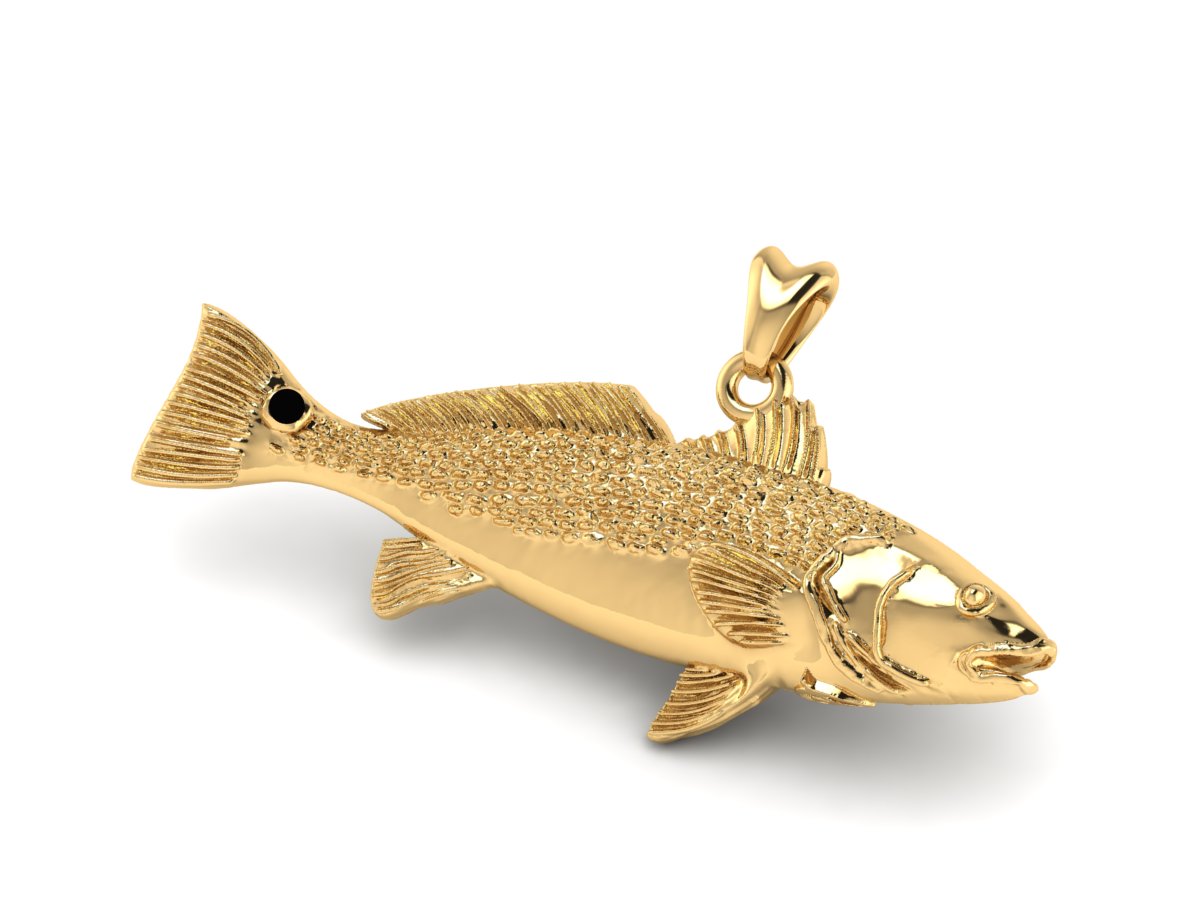 solid 14k gold redfish pendant by Castil