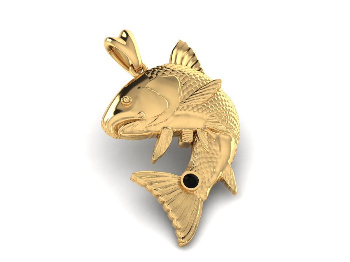 solid 14k gold redfish v2 pendant by Castil