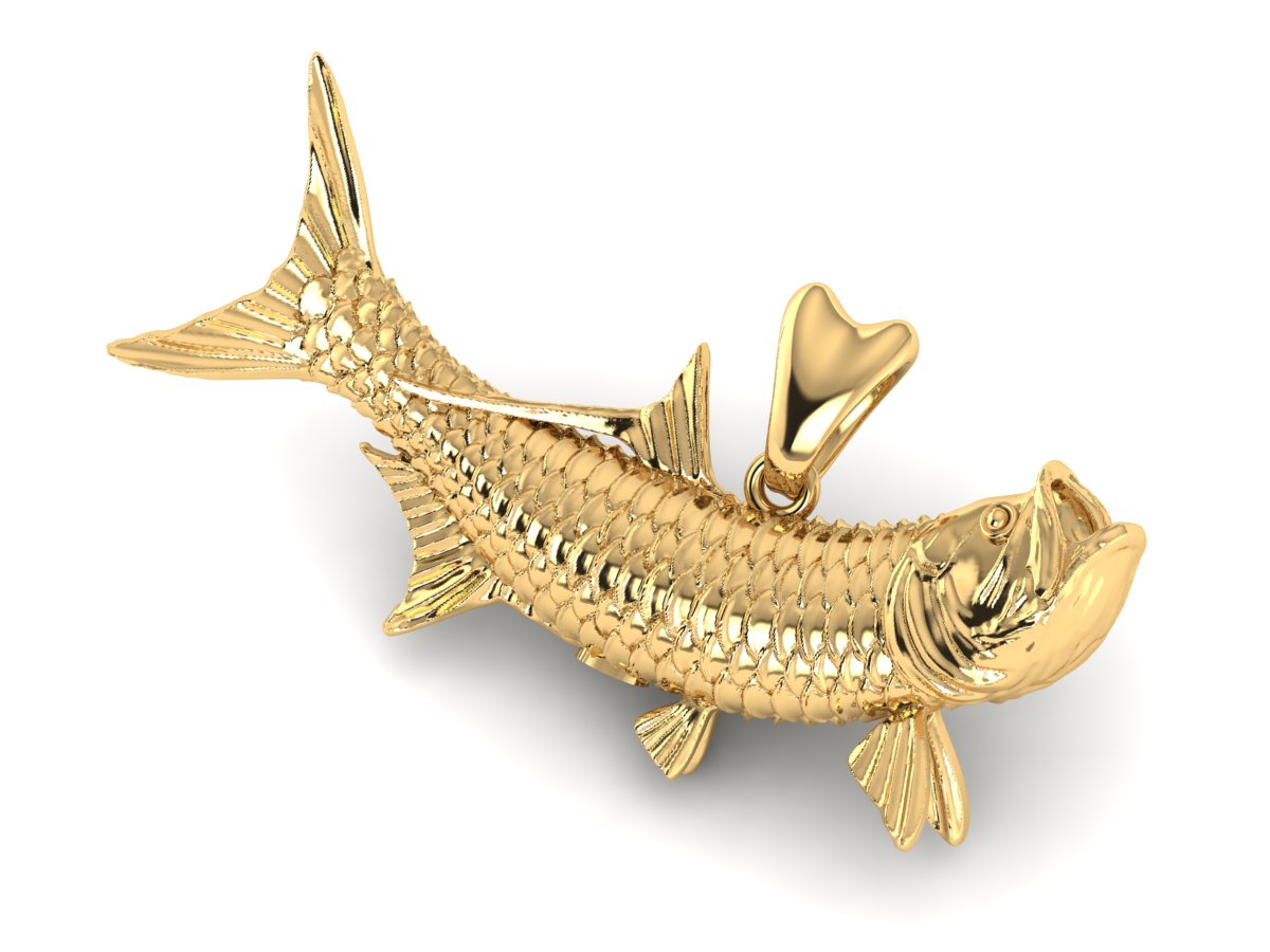 solid 14k gold tarpon fish pendant by Castil