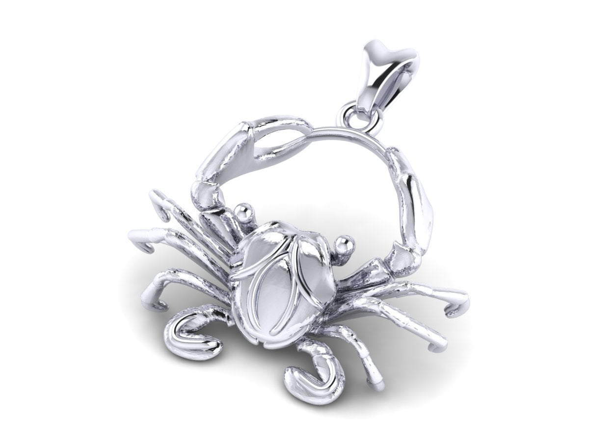 solid 14k white gold crab necklace by Castil