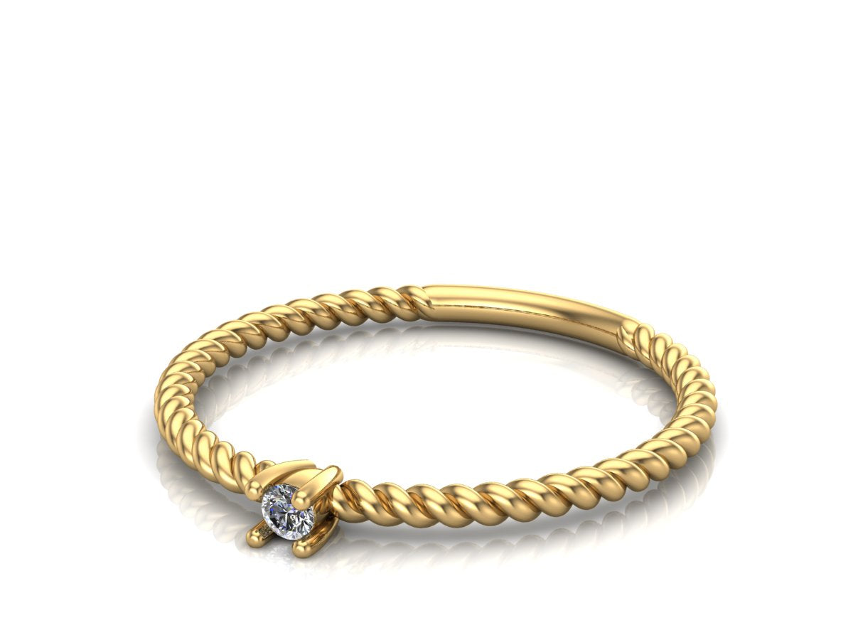 Rope Diamond Ring (Solid Gold)