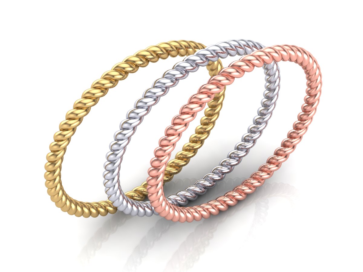 Three Rope Ring Set (Solid Gold)