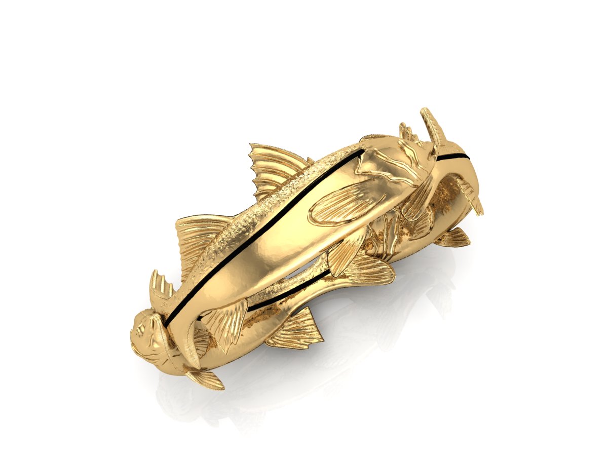 solid 14k gold snook fish ring by Castil
