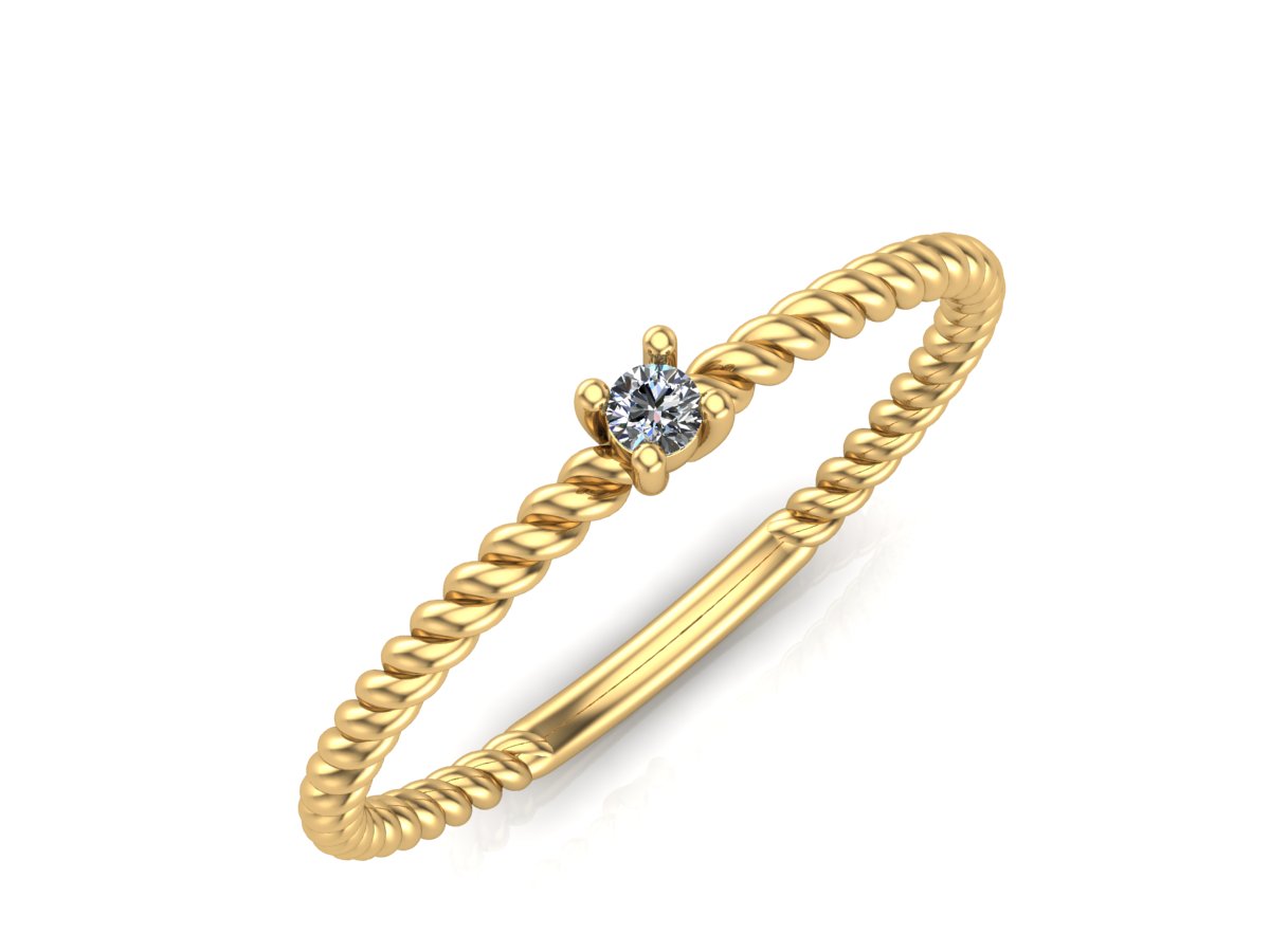 Rope Diamond Ring (Solid Gold)